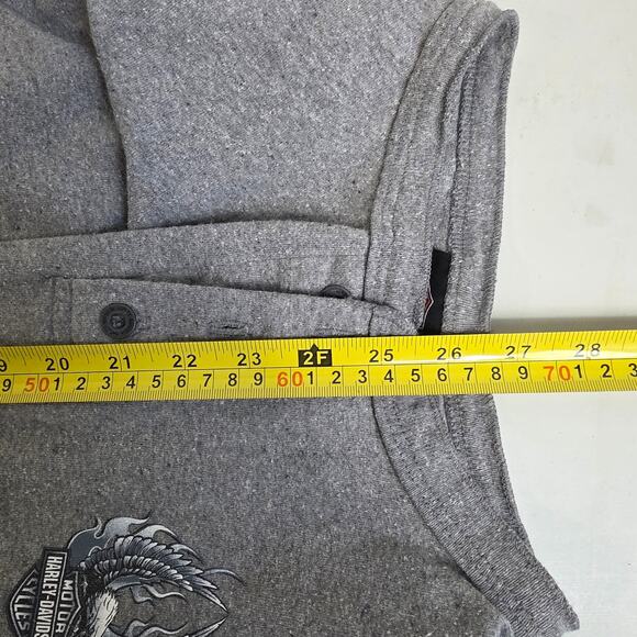 Harley Davidson Grey Left Chest Emblem 1/4 Button Short Sleeve, Mens, 2XL - Picture 7 of 7